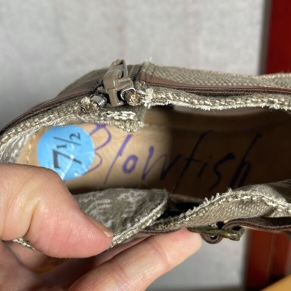 Blowfish Boho Tan & Brown Balla Open Toe Canvas Sandals w/Belt (Size: 7.5) - Picture 9 of 12